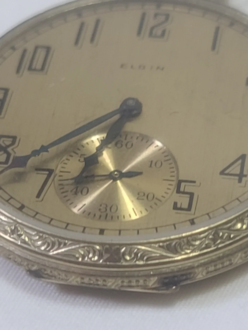 Antique 1920s Elgin National Watch Co. Gold Filled Pocket Watch & Brass Chain